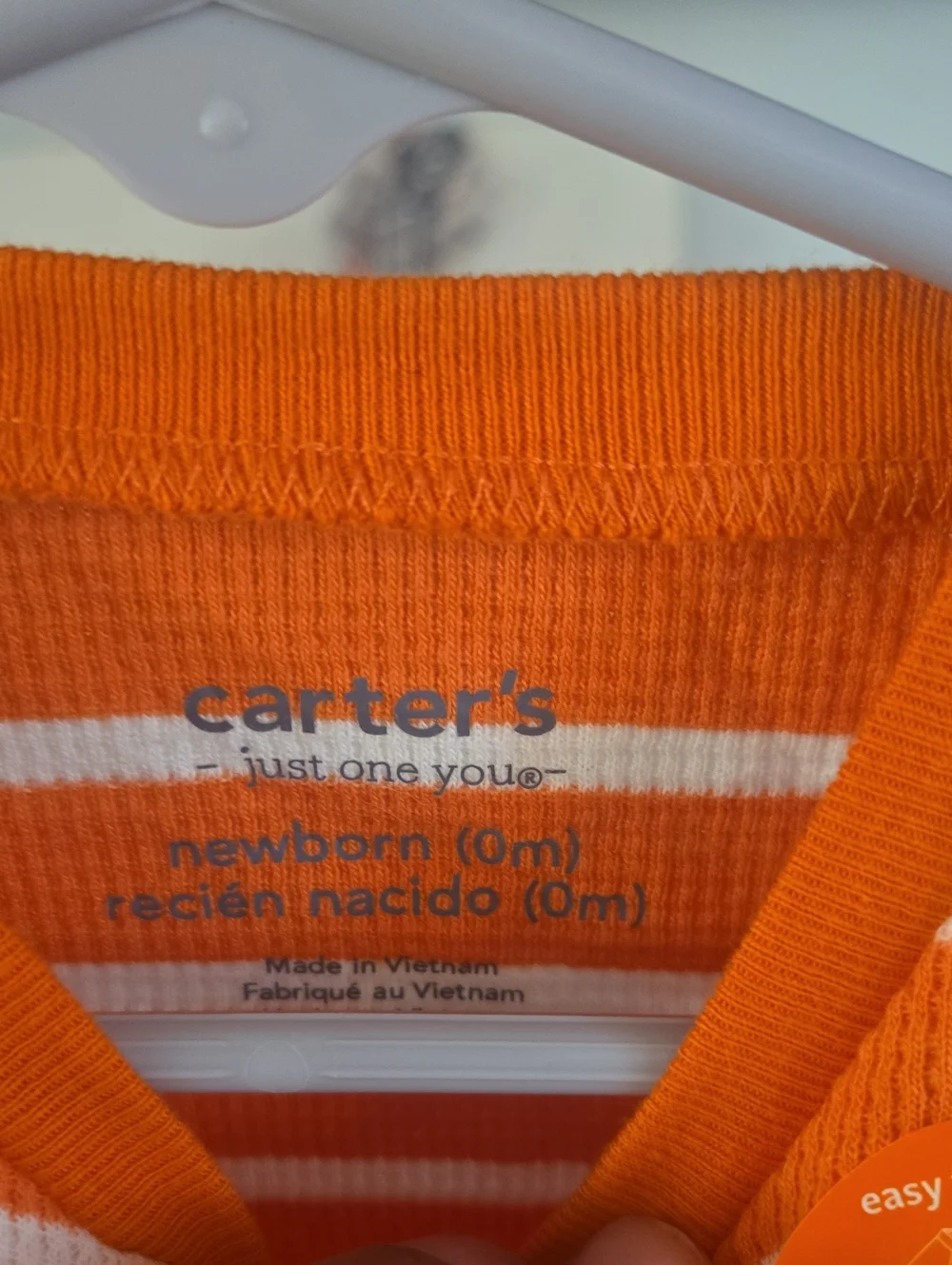 Carter's Orange & White Striped Pumpkin Footed One-Piece